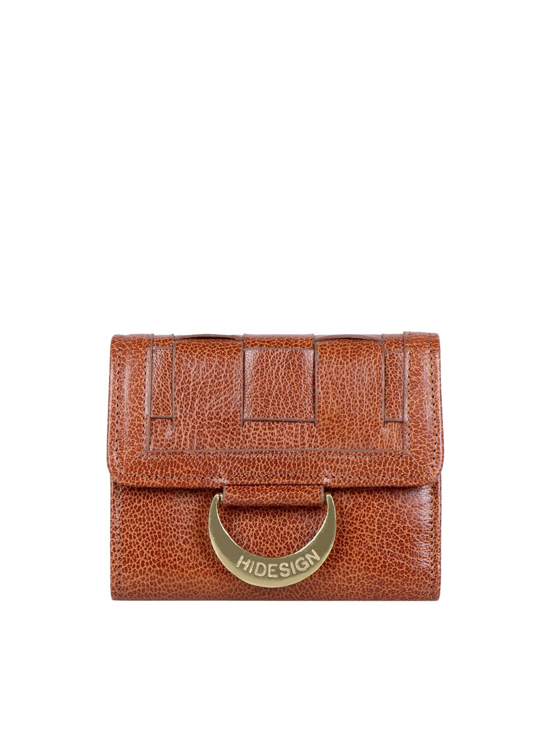 

Hidesign Women Tan & Gold Textured Three-Fold Wallet