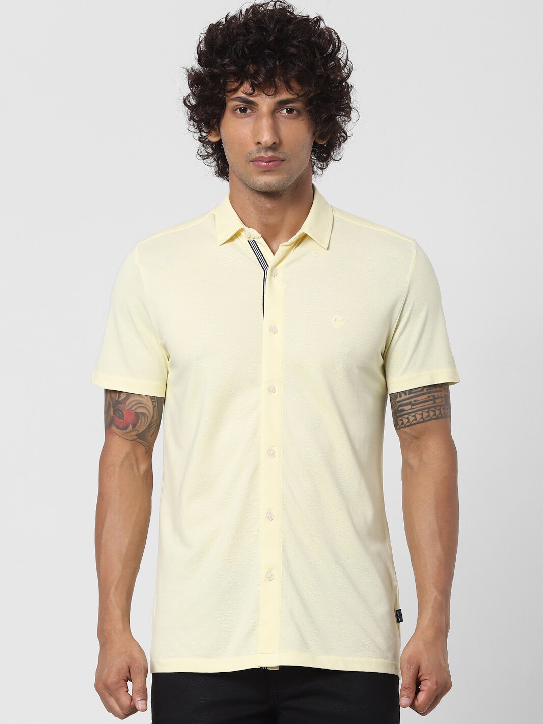 

Jack & Jones Men Yellow Slim Fit Opaque Casual Shirt