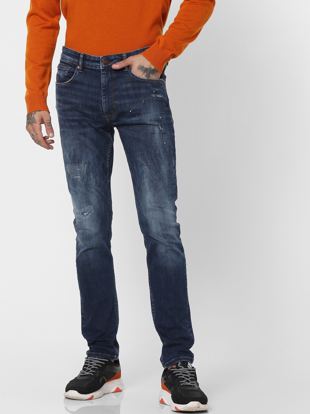 

Jack & Jones Men Blue Skinny Fit Low-Rise Mildly Distressed Light Fade Jeans