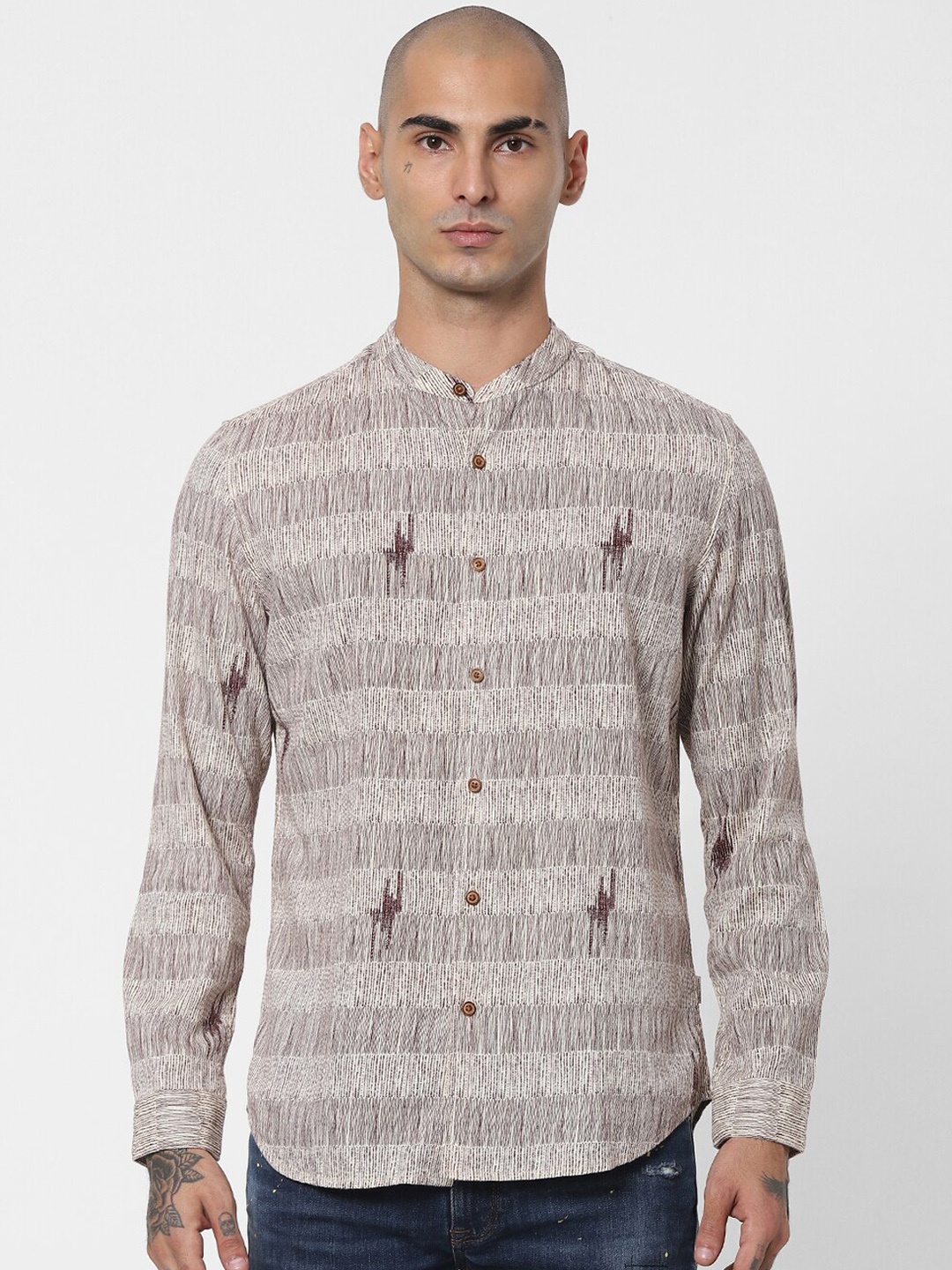 

Jack & Jones Men Beige Opaque Printed Casual Shirt