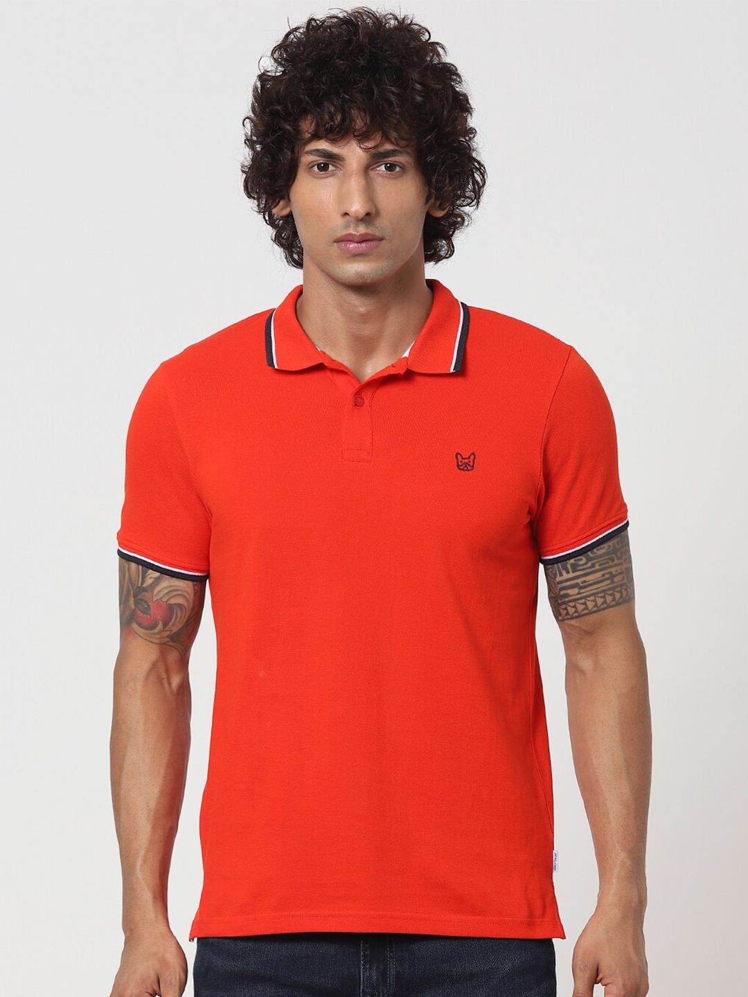 

Jack & Jones Men Red & red Polo Collar Slim Fit T-shirt
