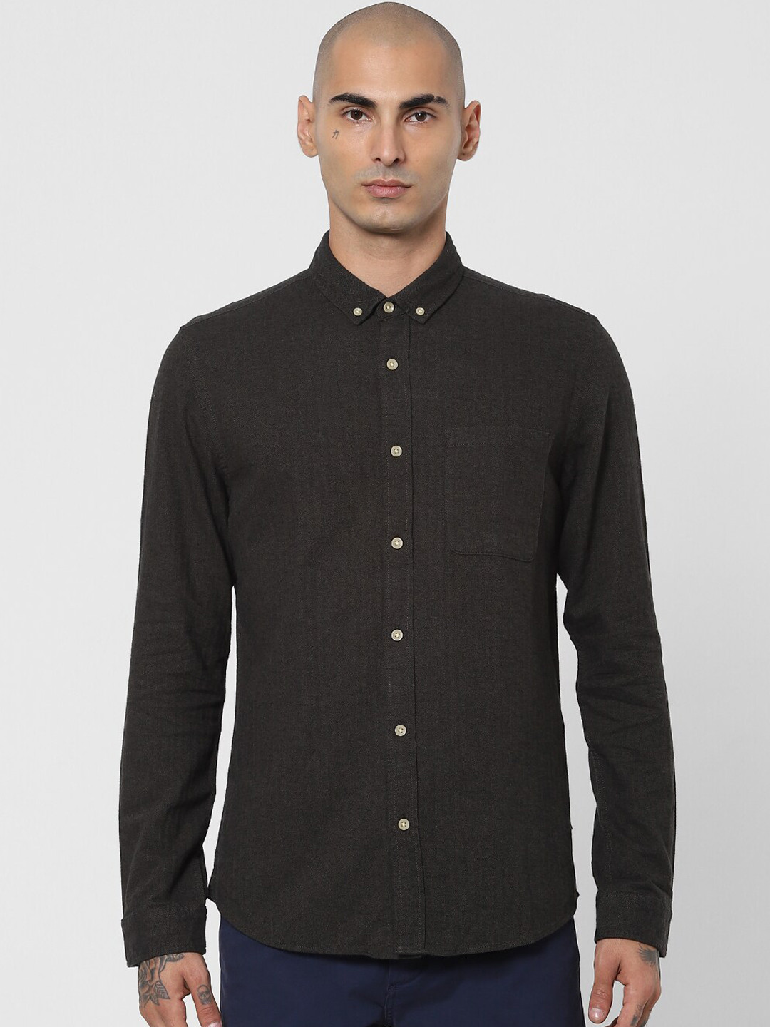 

Jack & Jones Men Charcoal Slim Fit Opaque Casual Shirt