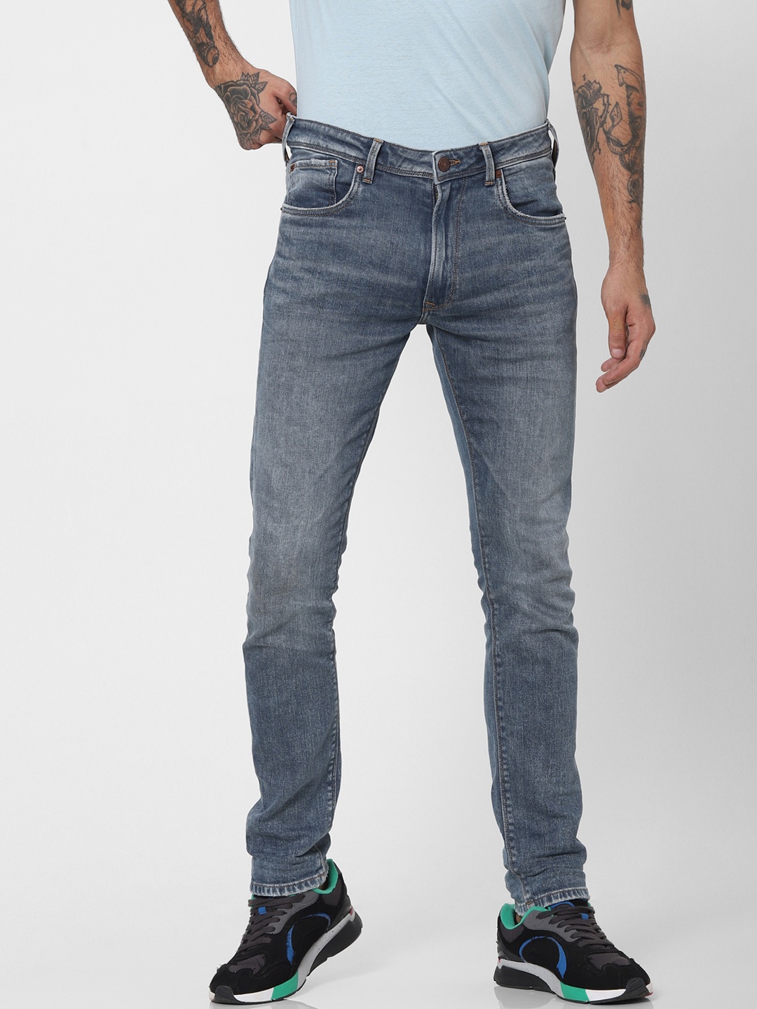 

Jack & Jones Men Blue Skinny Fit Low-Rise Heavy Fade Jeans