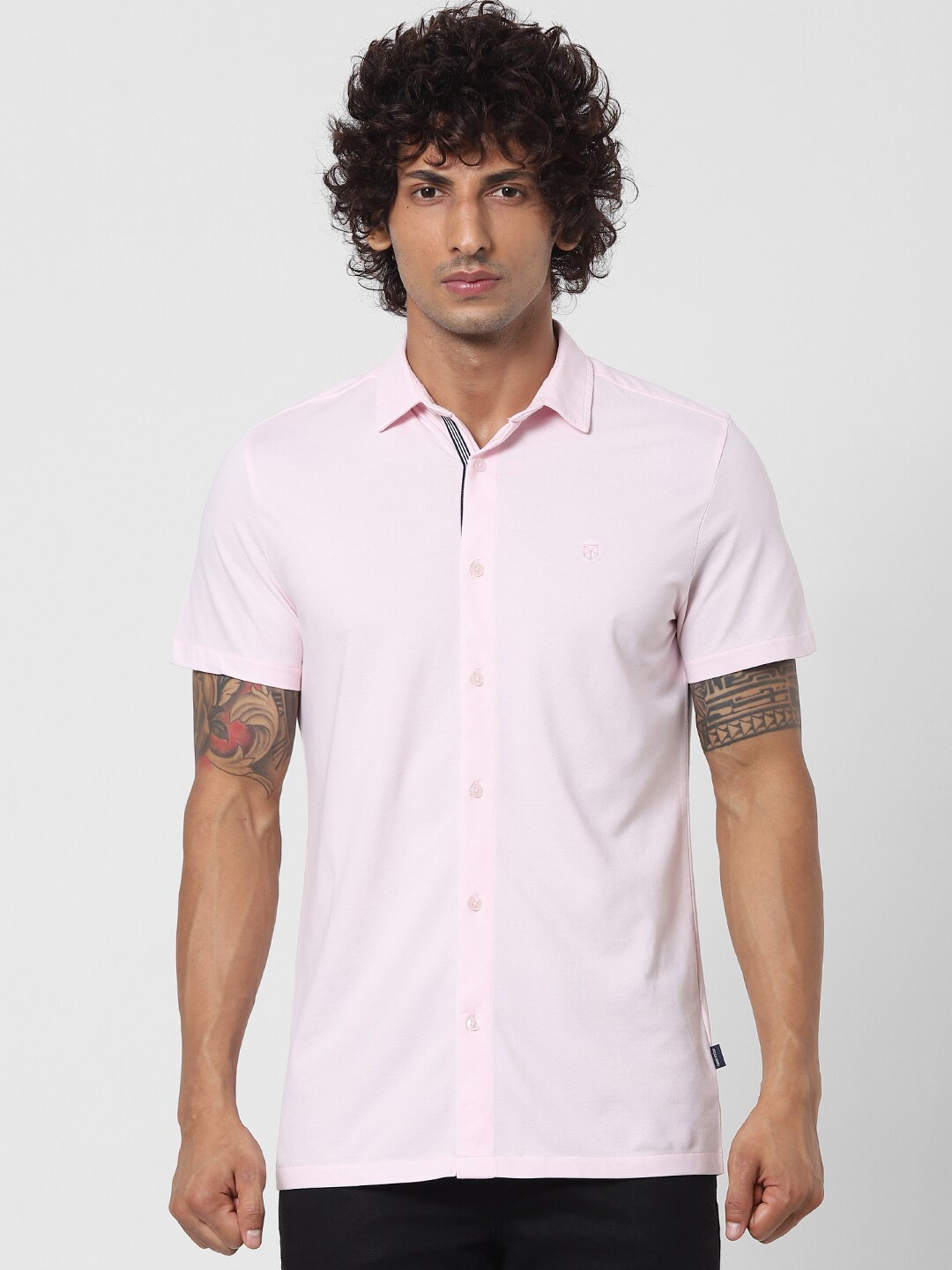 

Jack & Jones Men Pink Slim Fit Opaque Casual Shirt