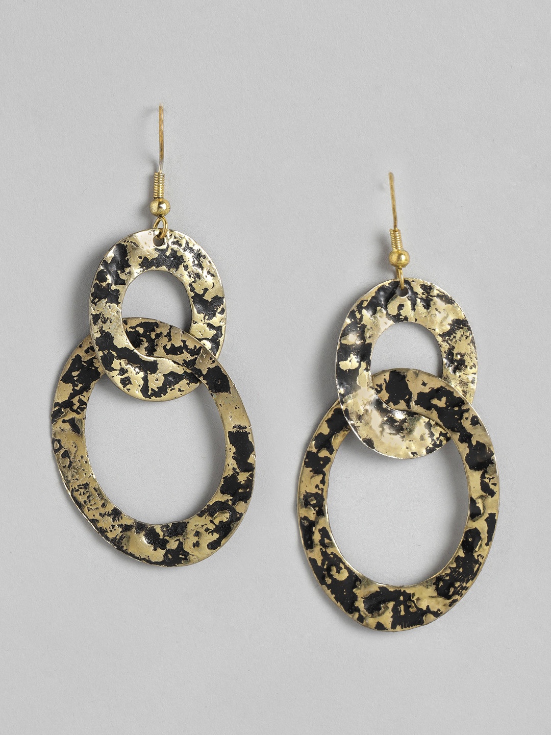 

RICHEERA Gold-Toned Circular Drop Earrings