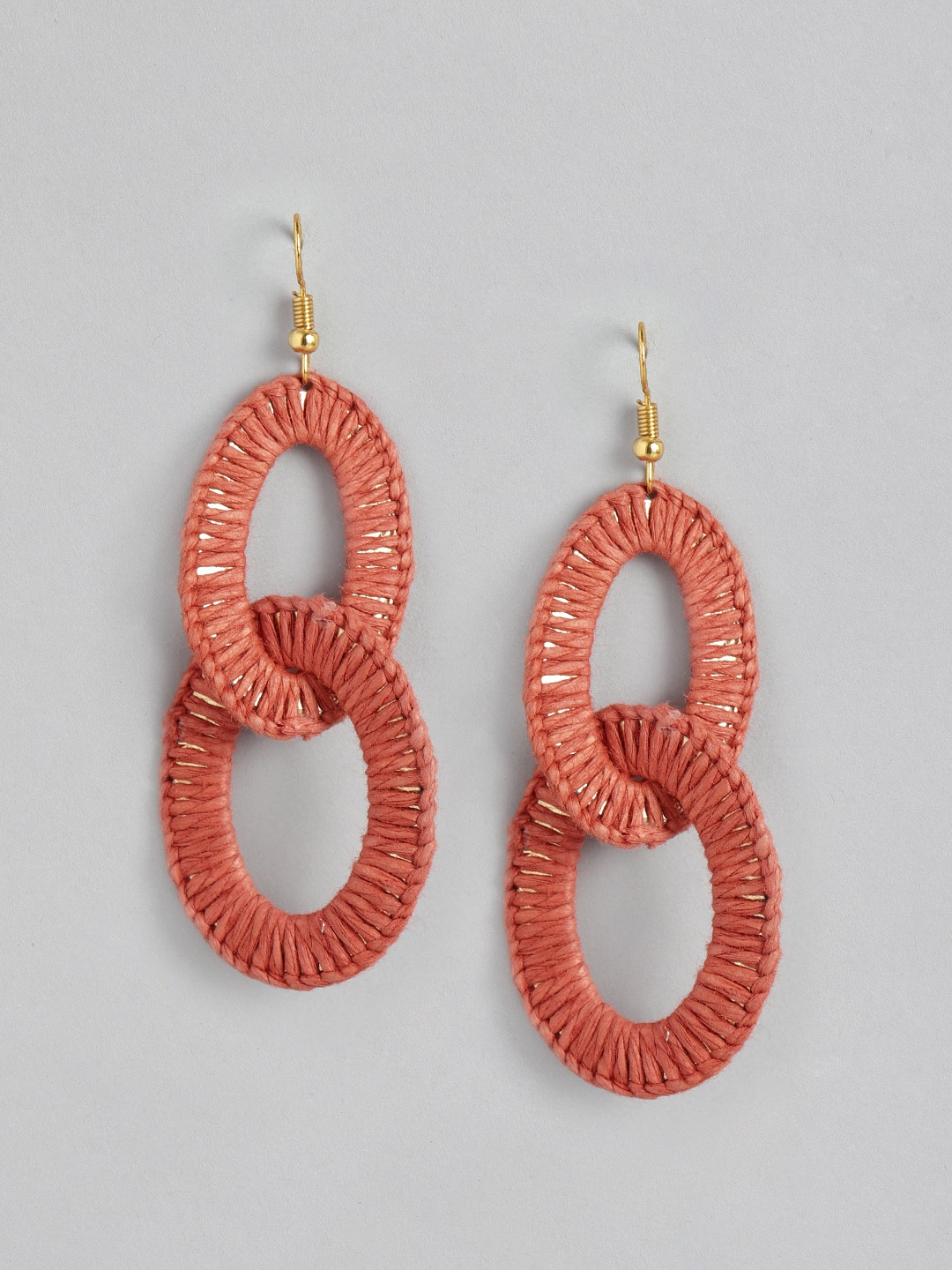 

RICHEERA Rust & Gold-Toned Oval Drop Earrings