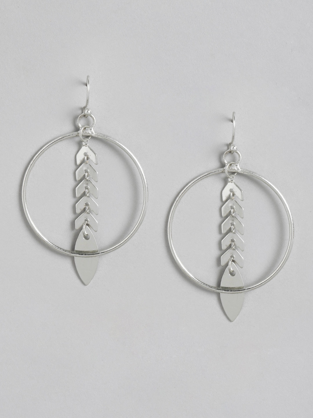 

RICHEERA Silver-Toned Circular Drop Earrings