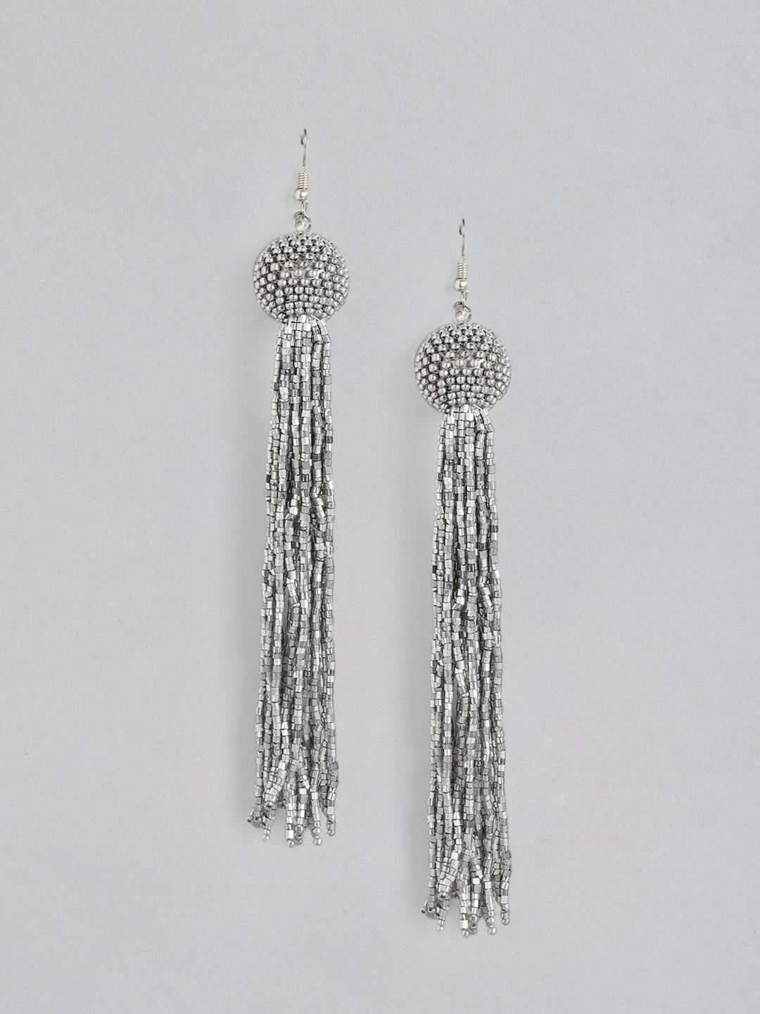 

RICHEERA Silver-Toned Contemporary Drop Earrings