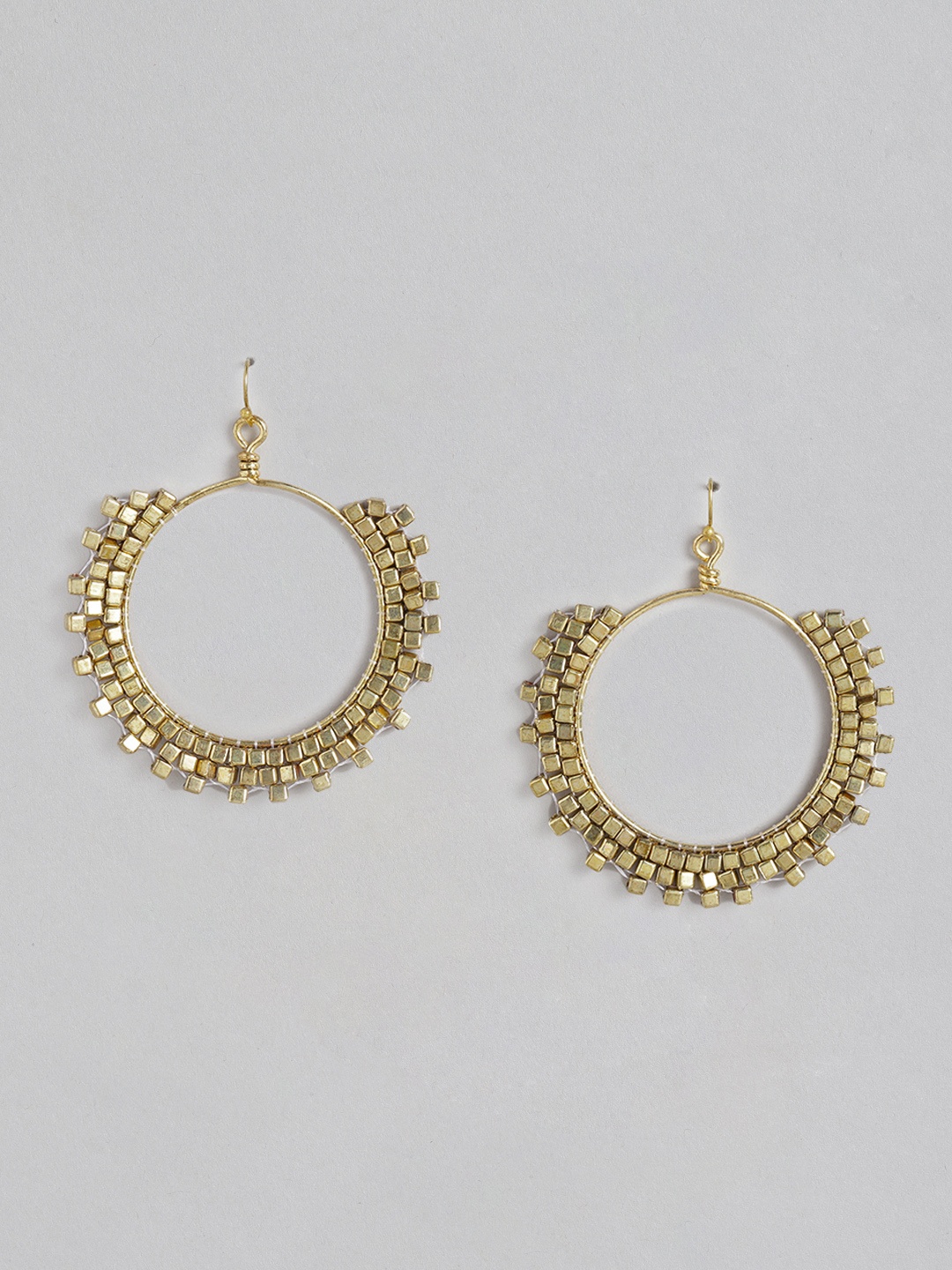 

RICHEERA Gold-Toned Circular Drop Earrings