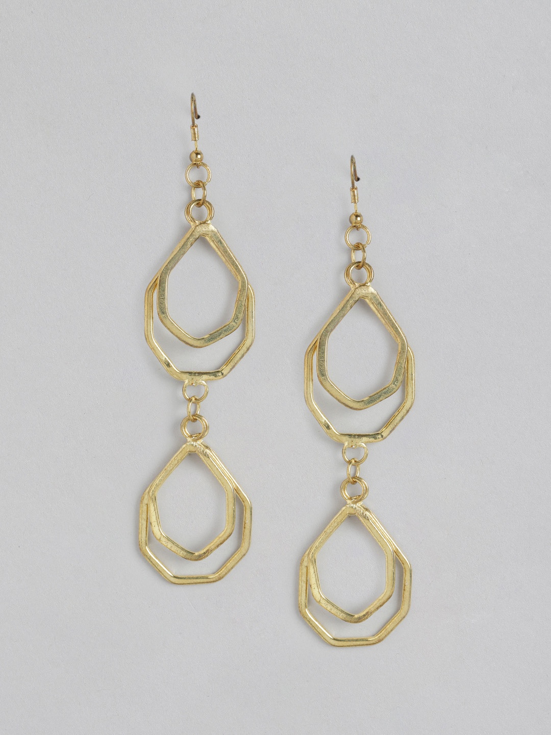 

RICHEERA Gold-Plated Teardrop Shaped Drop Earrings