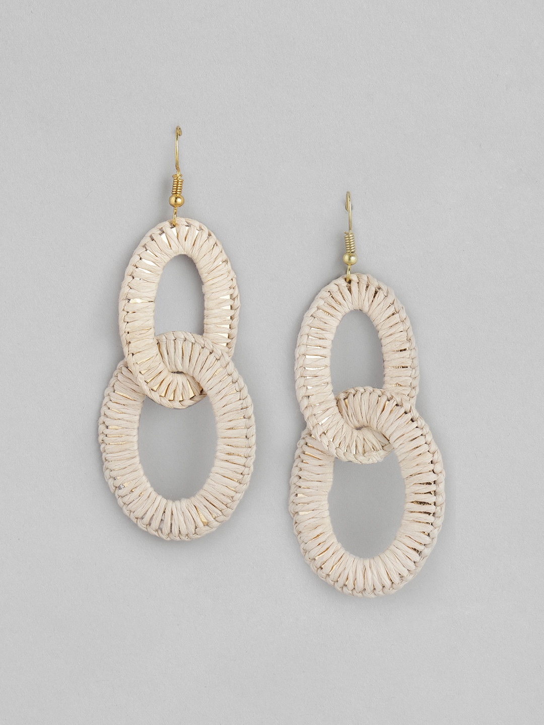 

RICHEERA Beige & Gold-Toned Oval Drop Earrings