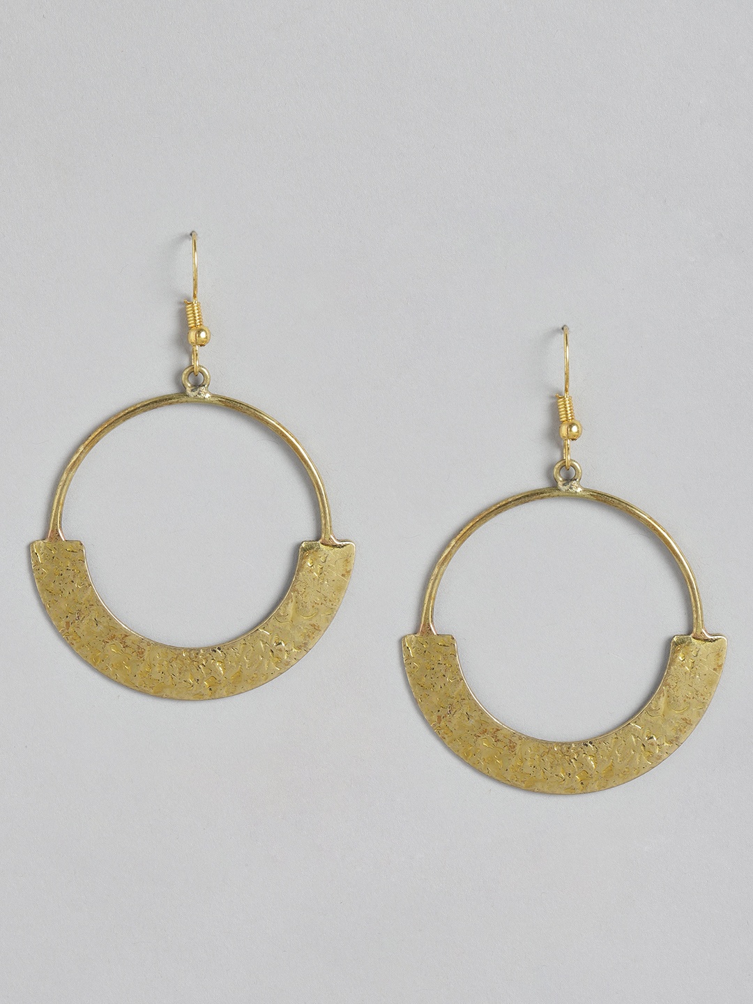 

RICHEERA Gold-Toned Circular Drop Earrings