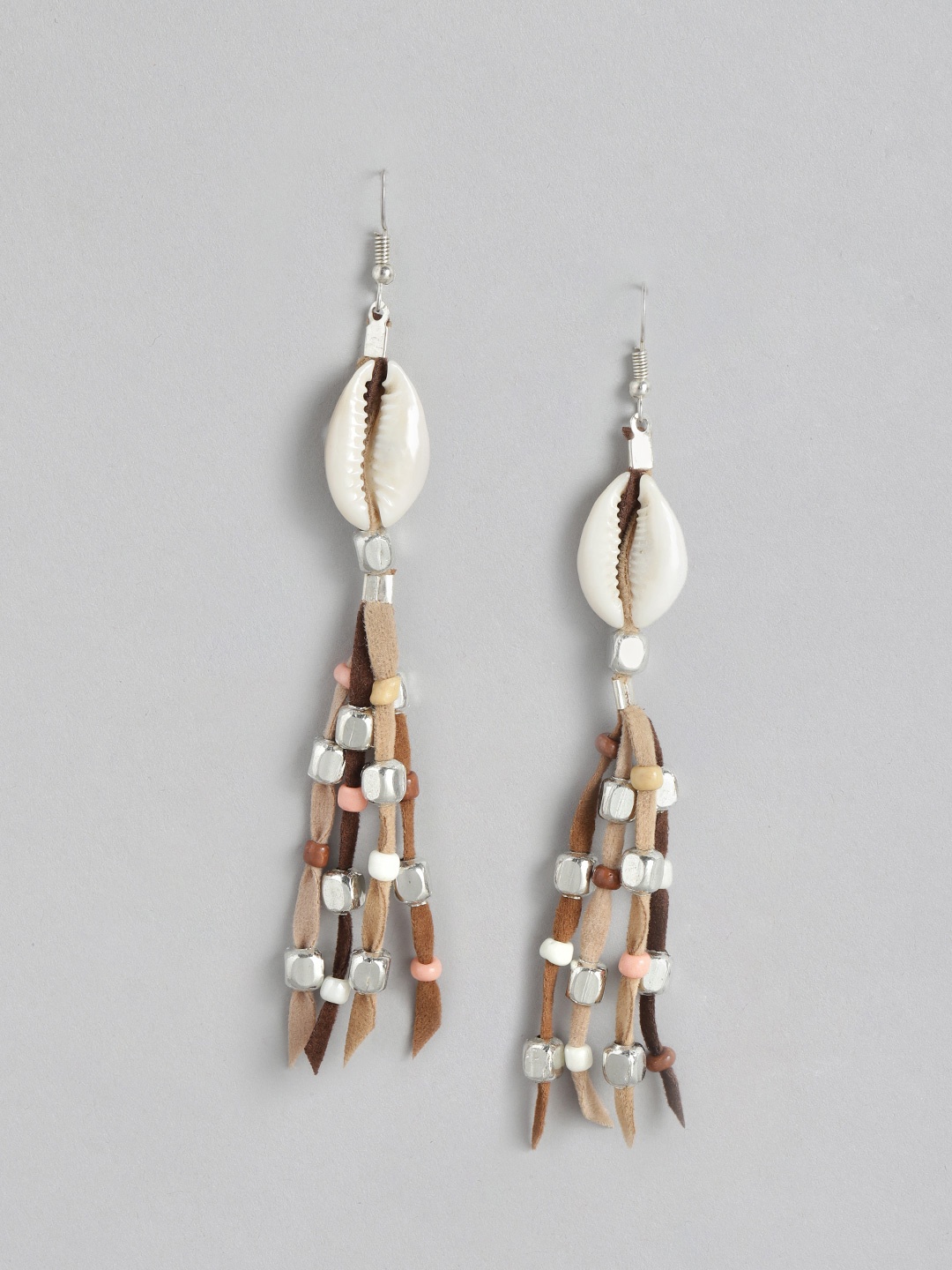 

RICHEERA Brown Teardrop Shaped Drop Earrings