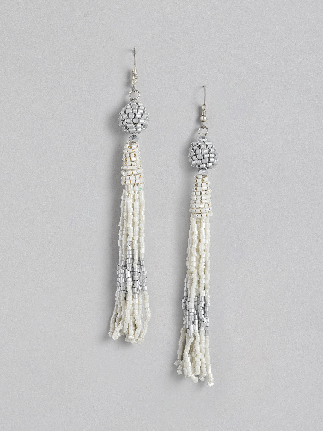 

RICHEERA Silver-Toned Teardrop Shaped Drop Earrings
