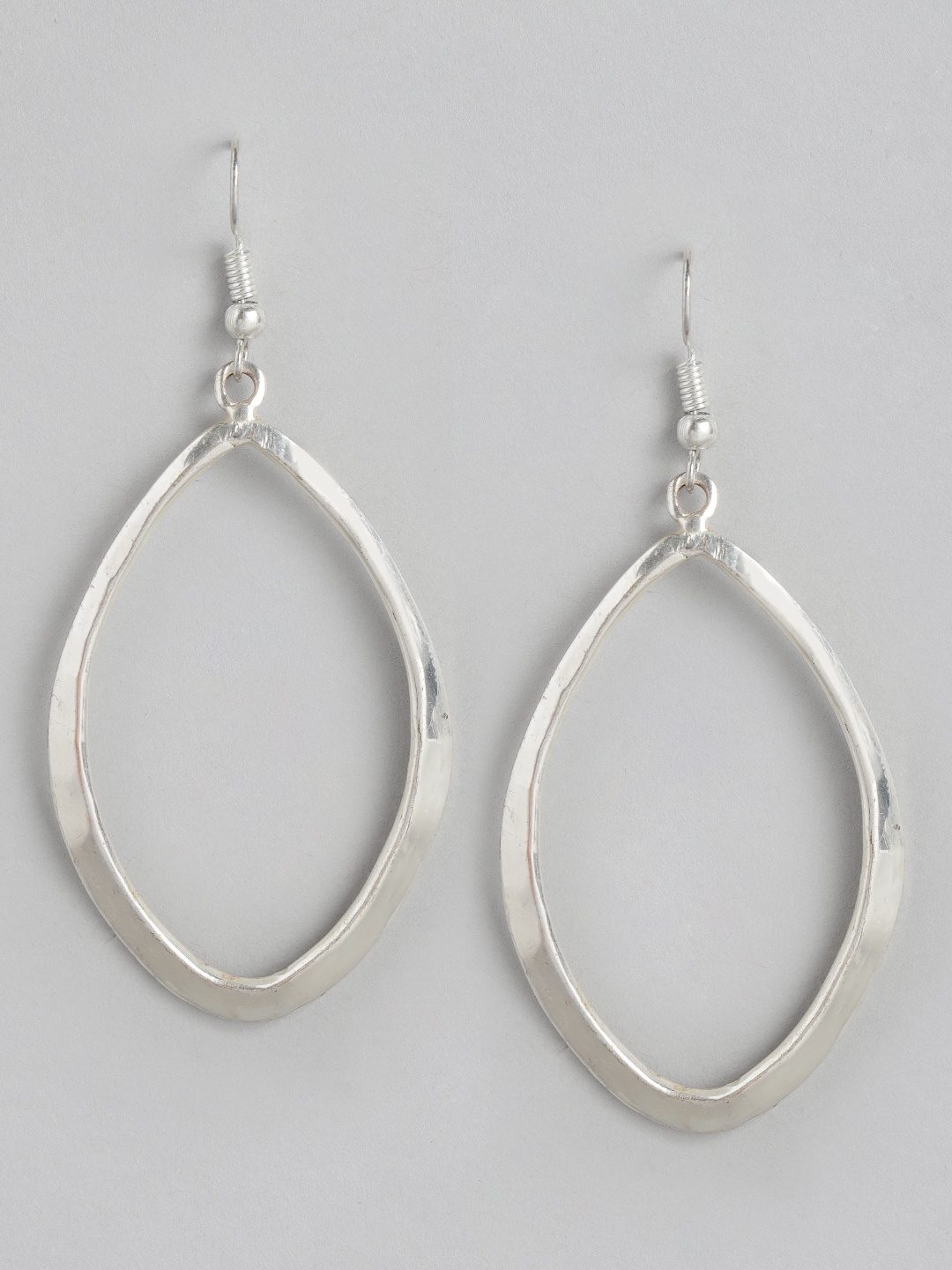 

RICHEERA Silver-Toned Teardrop Shaped Drop Earrings