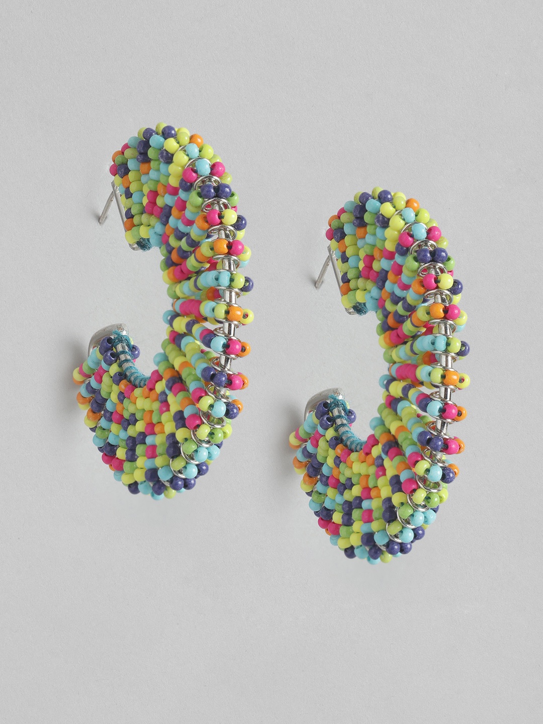 

RICHEERA Multicoloured Circular Half Hoop Earrings, Multi