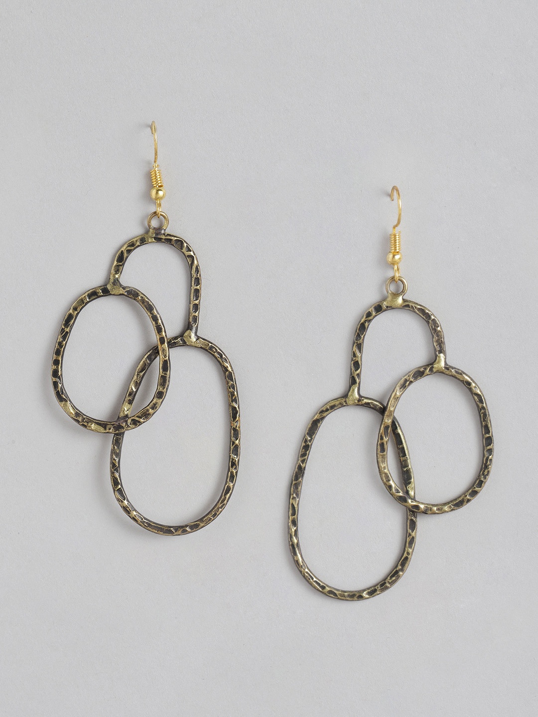 

RICHEERA Gold-Toned Geometric Drop Earrings
