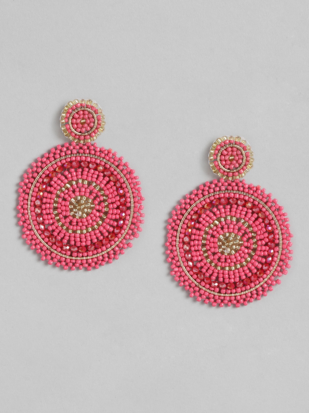 

RICHEERA Pink Circular Drop Earrings