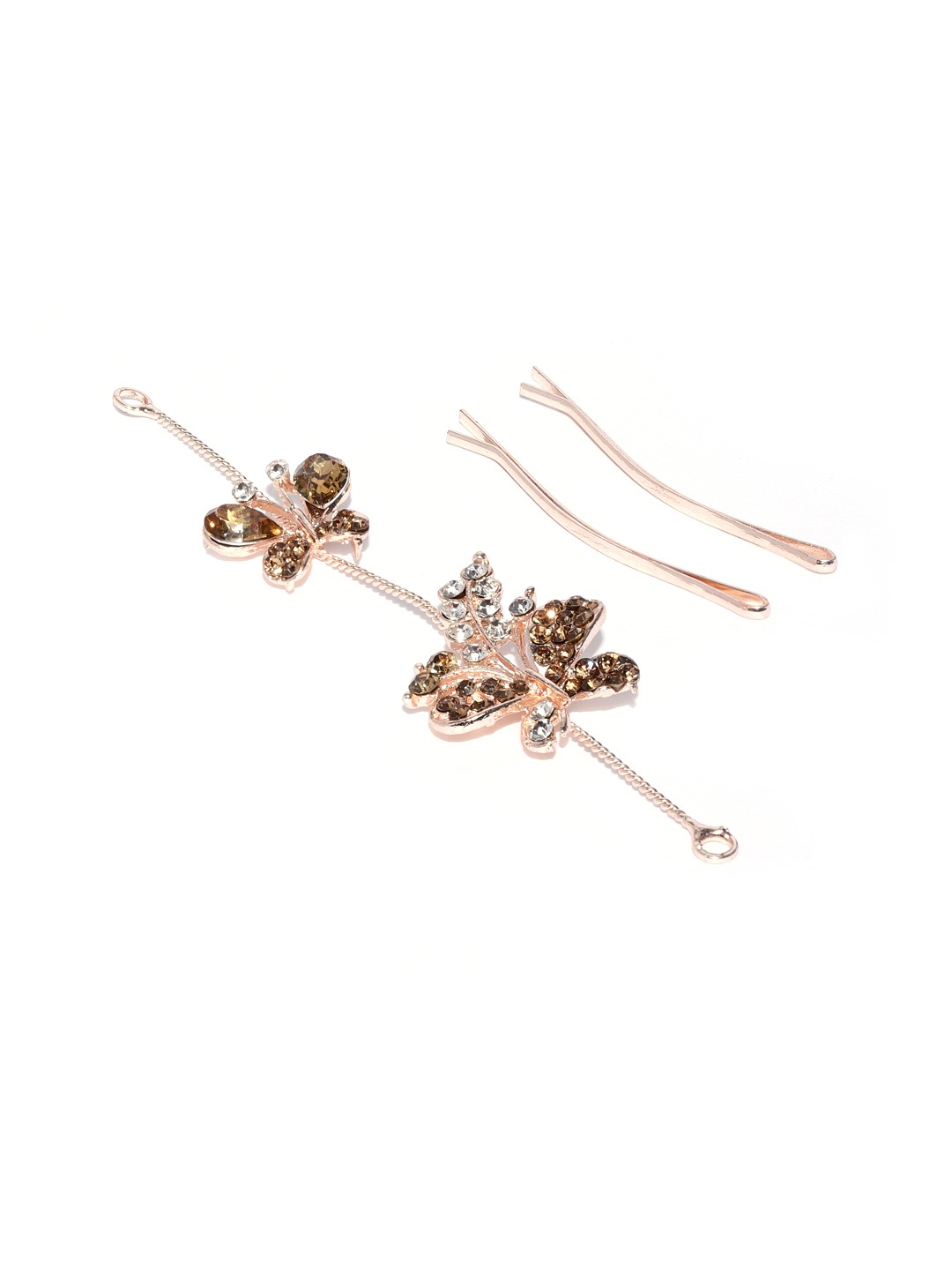 

Kord Store Women Rose Gold Plated Stone Leaf Design Bridal Tiara