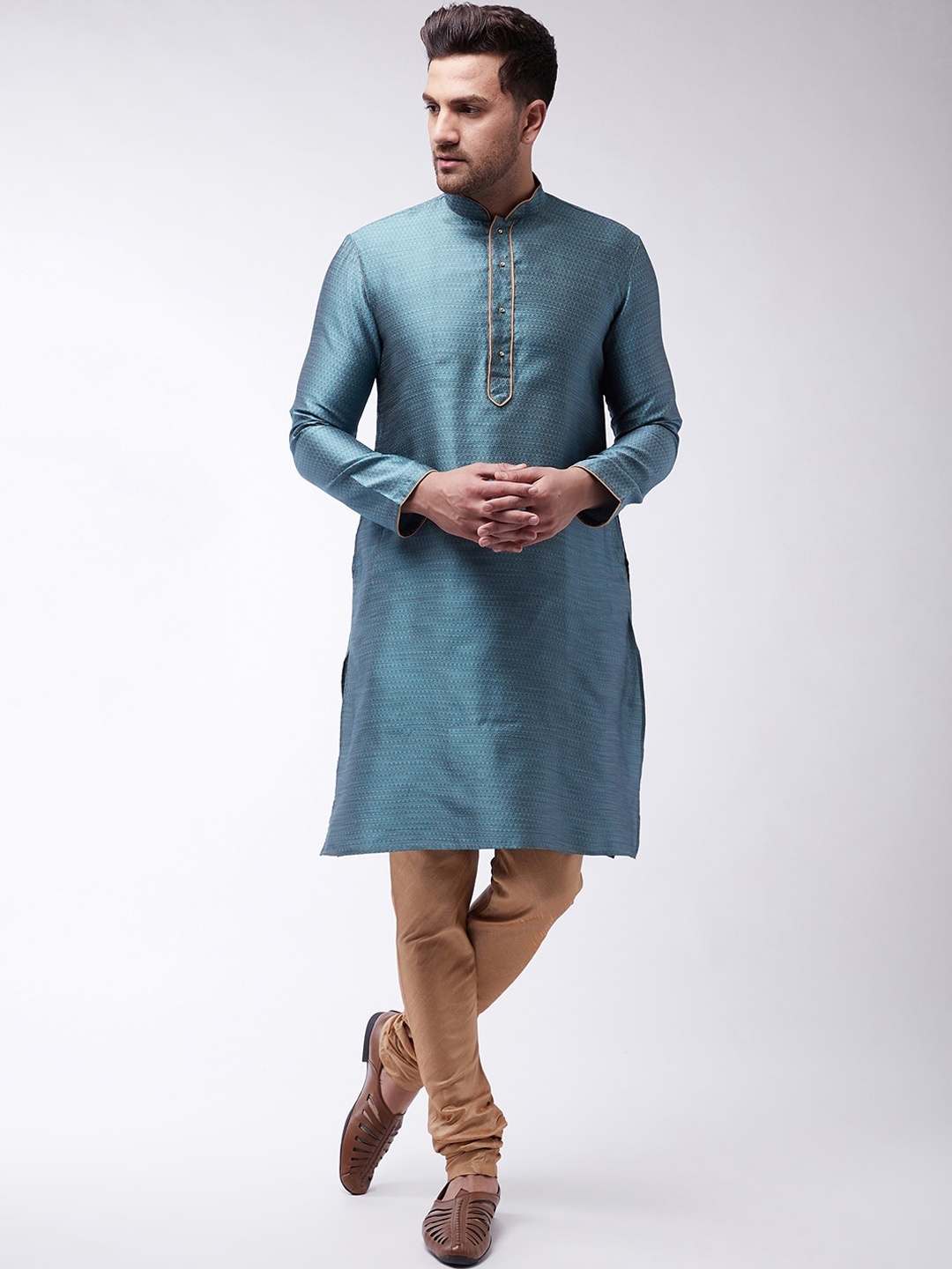 

VASTRAMAY Men Blue Regular Kurta with Churidar