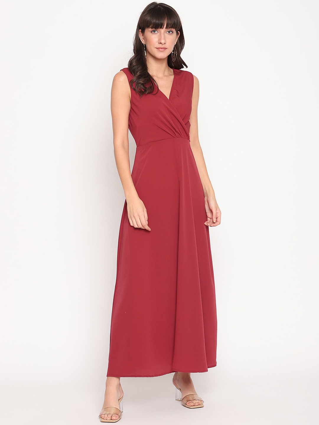 

The Vanca Women Maroon Flared Maxi dress