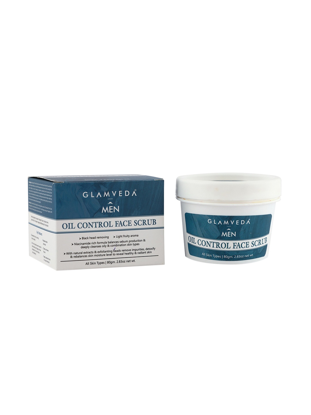 

GLAMVEDA Men Oil Control & Blackheads Removing Face Scrub 80g, Blue
