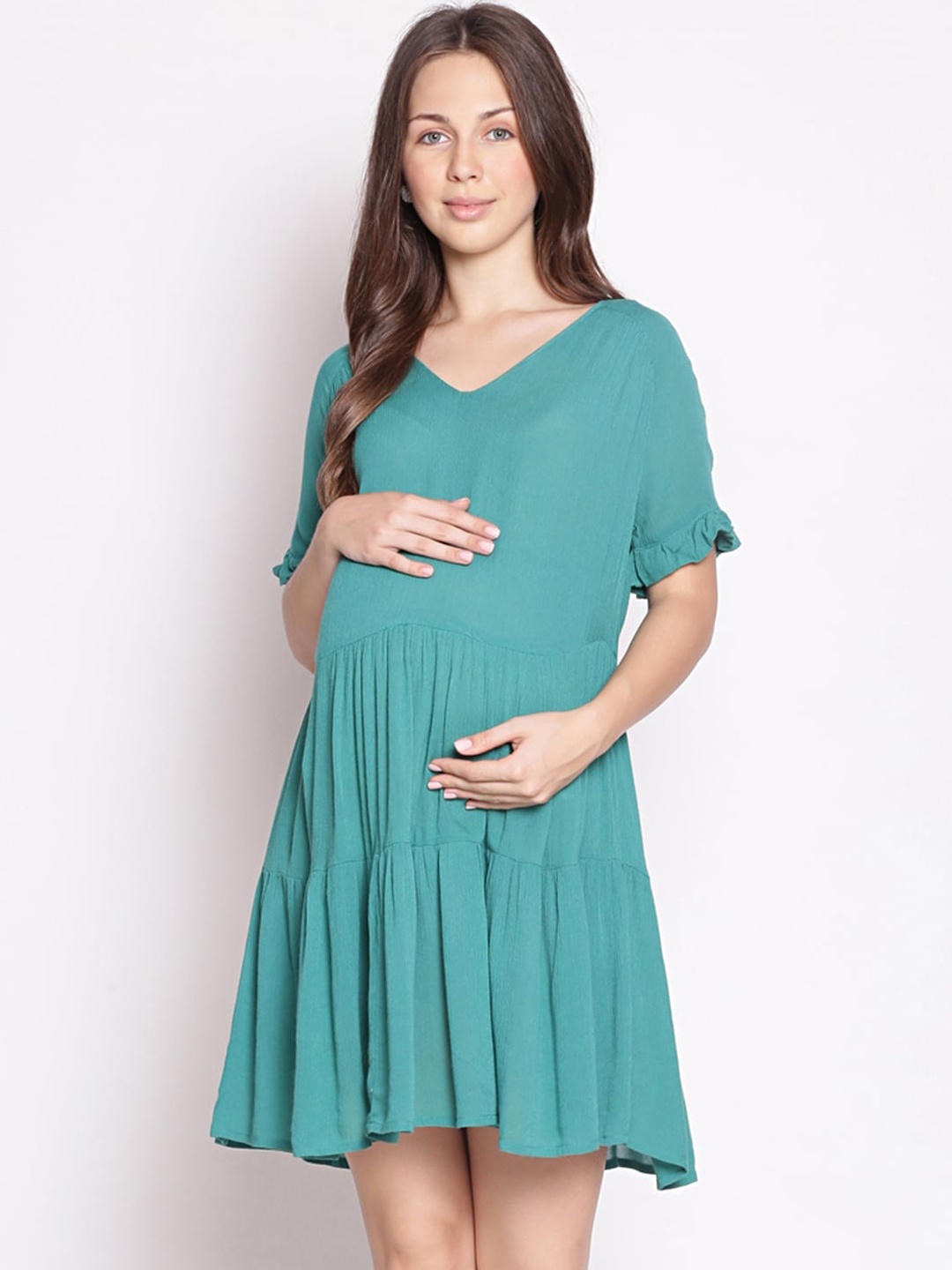 

Oxolloxo Women Green Crepe Maternity Dress