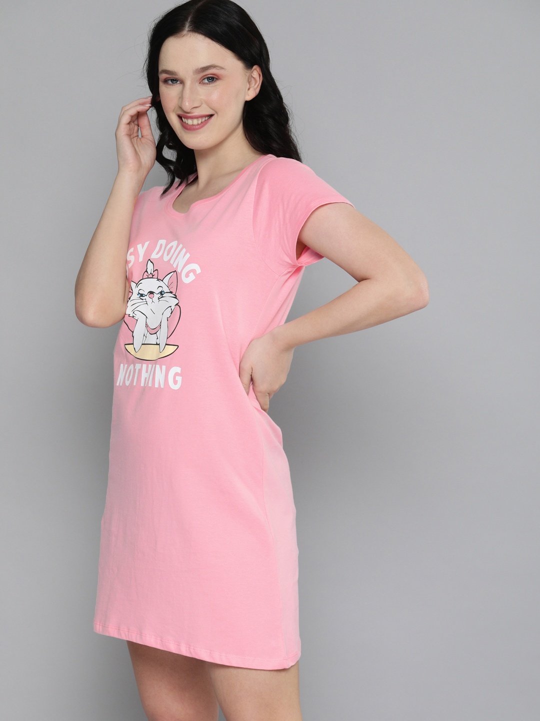 

HERE&NOW Women Pink Printed Sleep T-shirt