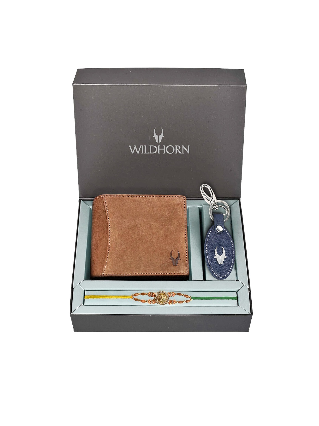 

WildHorn Men Tan Genuine Leather Rakhi Combo Gift Set