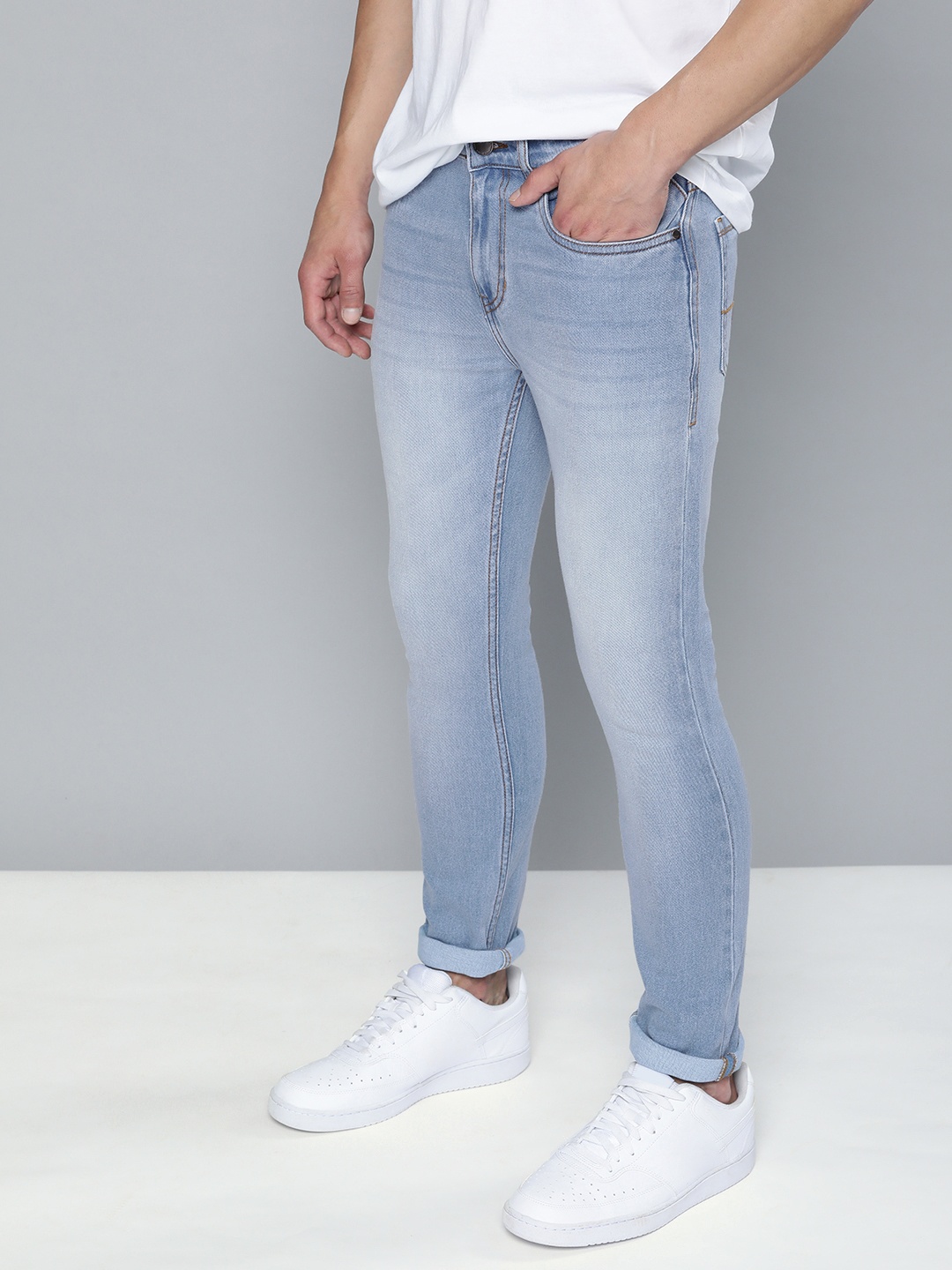 

Mast & Harbour Men Blue Skinny Fit Heavy Fade Mid-Rise Stretchable Jeans