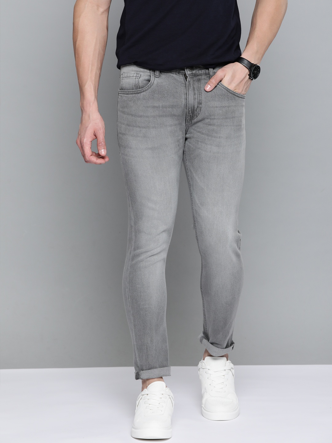

Mast & Harbour Men Grey Skinny Fit Light Fade Stretchable Jeans
