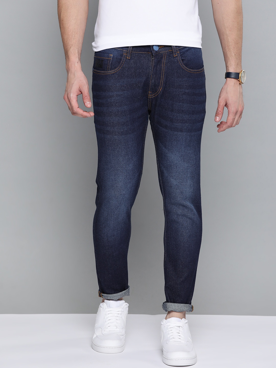 

Mast & Harbour Men Navy Blue Skinny Fit Light Fade Stretchable Jeans