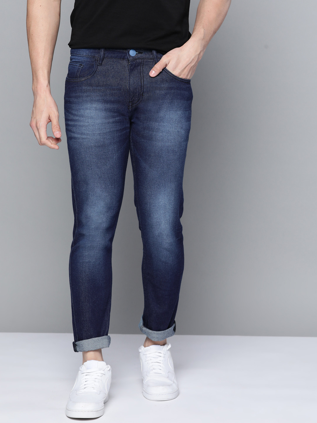

Mast & Harbour Men Navy Blue Skinny Fit Light Fade Stretchable Jeans