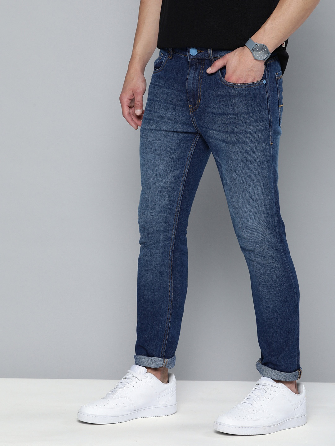 

Mast & Harbour Men Blue Skinny Fit Heavy Fade Stretchable Jeans