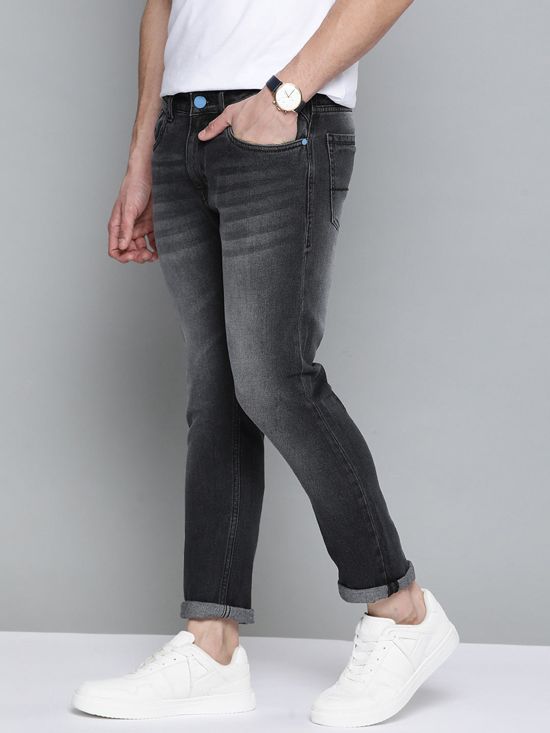 

Mast & Harbour Men Charcoal Grey Skinny Fit Light Fade Stretchable Jeans