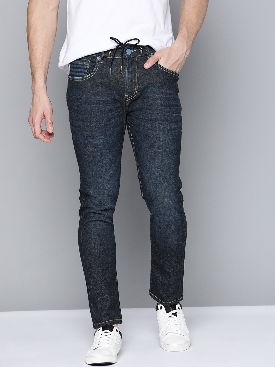 

Mast & Harbour Men Navy Blue Skinny Fit Stretchable Jeans