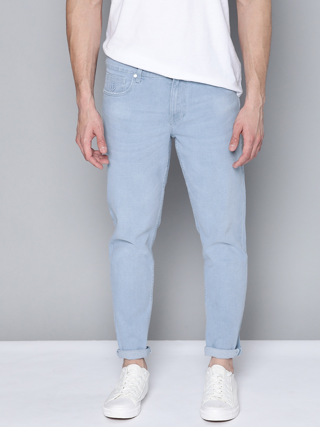 

Mast & Harbour Men Blue Carrot Fit Stretchable Jeans