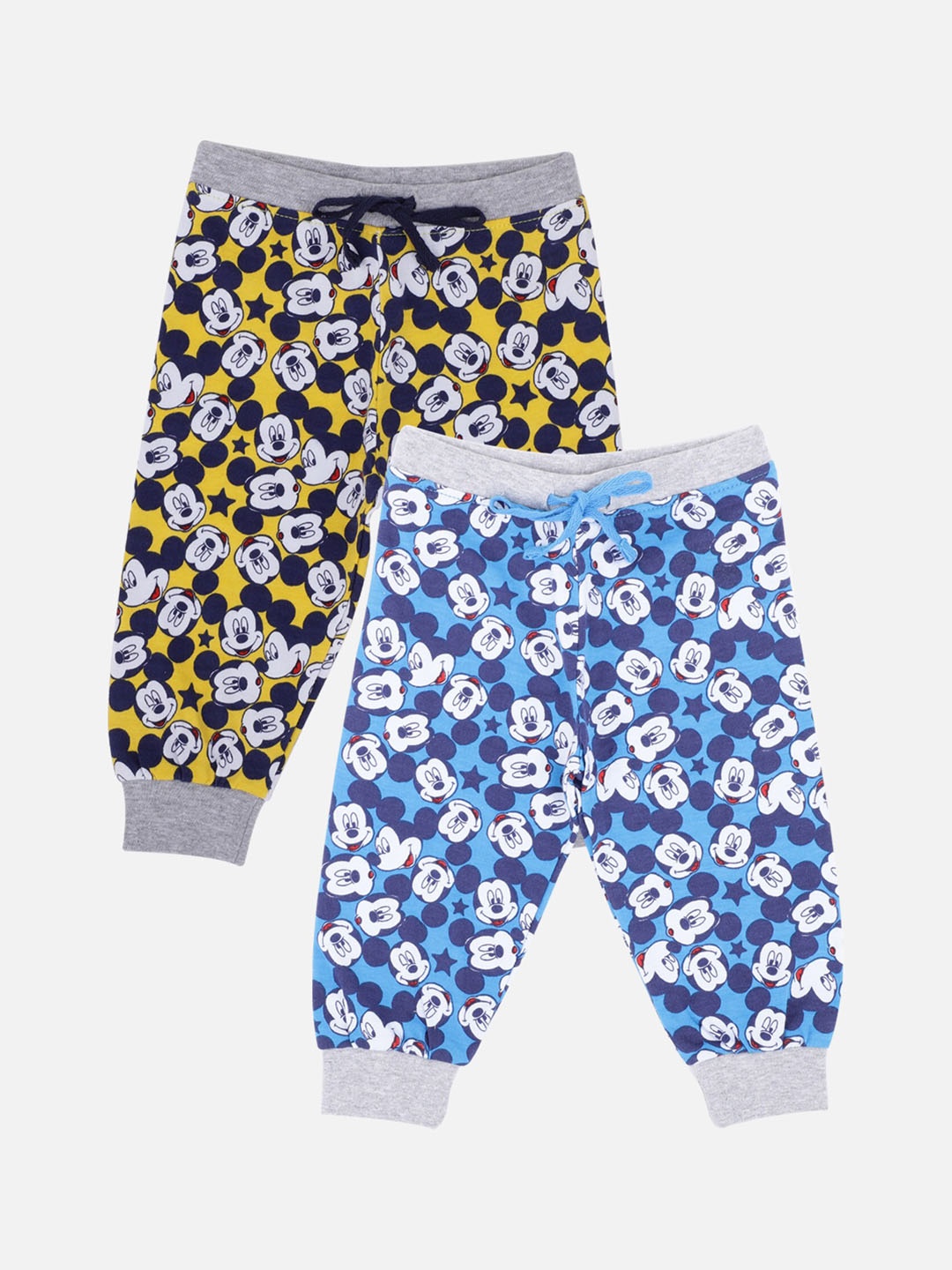 

Bodycare Infants Kids Boys Pack Of 2 Printed Slim-Fit Pure Cotton Joggers, Blue