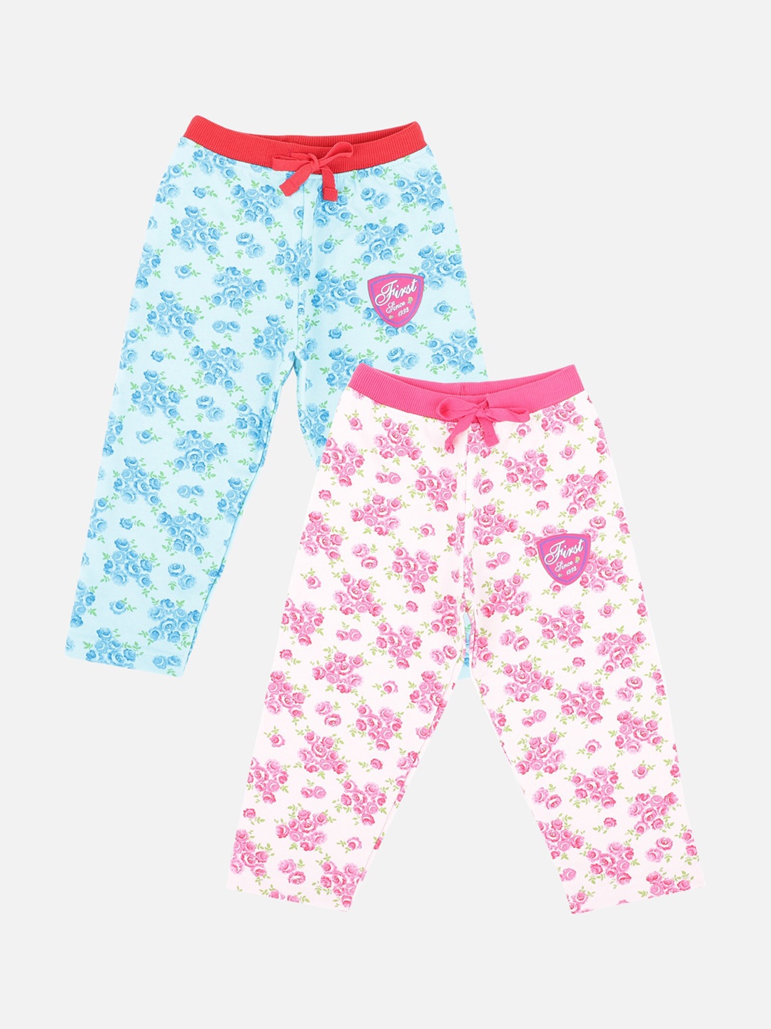 

Bodycare Kids Infants Girls Pack Of 2 Floral Printed Pure Cotton Track Pants, Pink