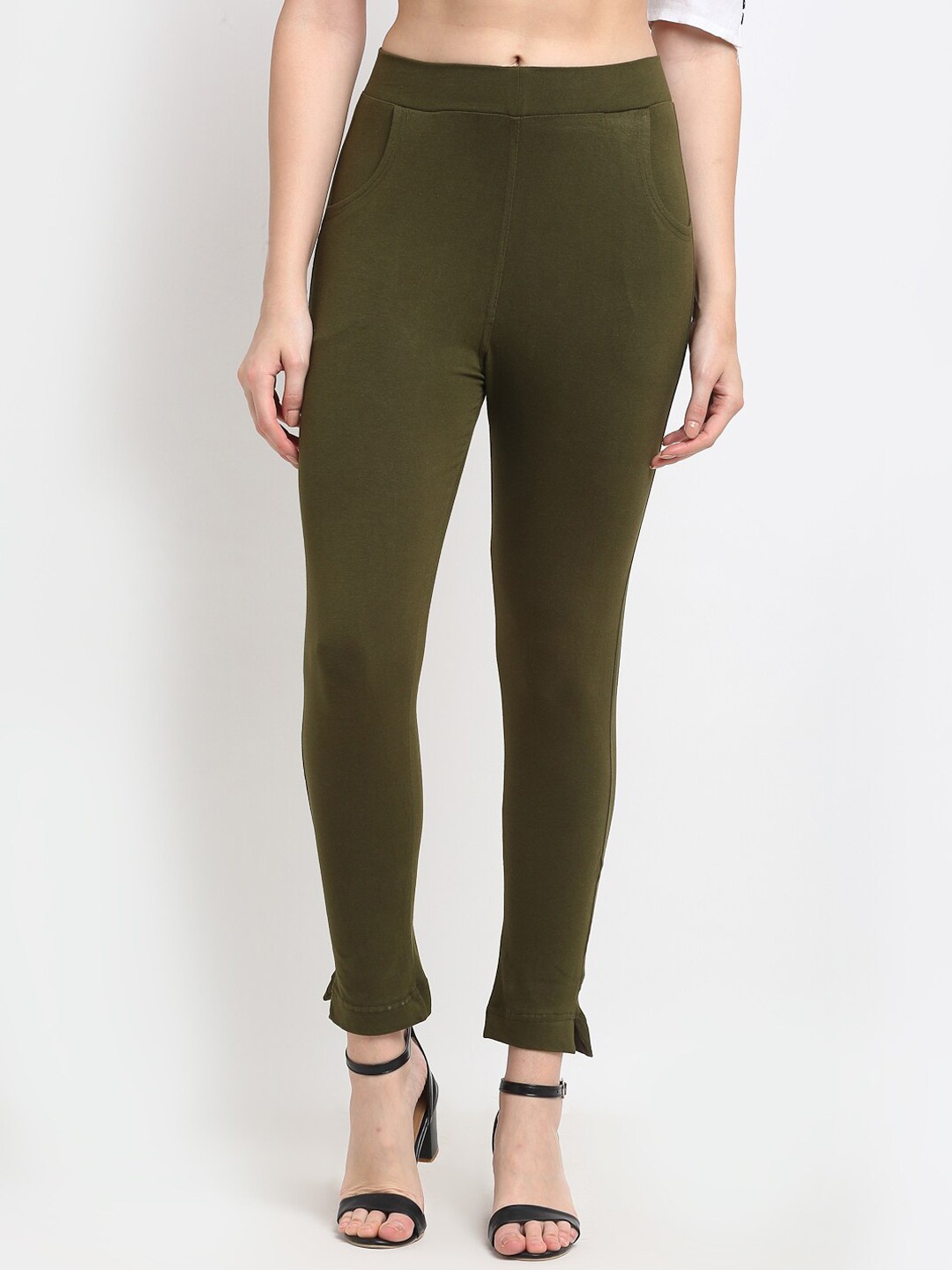 

TAG 7 Womens Olive Ethnic Cotton Legging