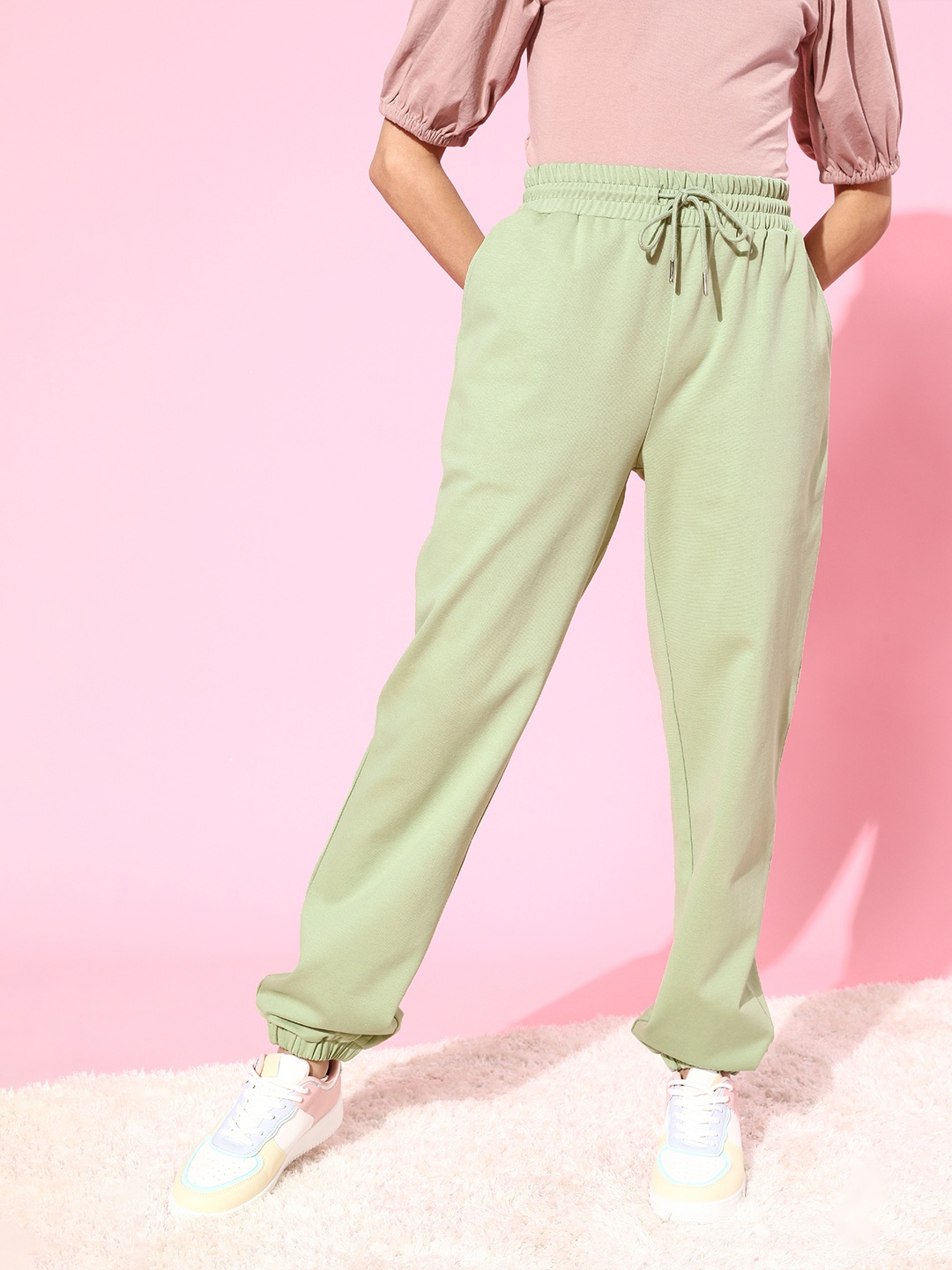 

Moda Rapido Women Gorgeous Green Solid Jogger Trousers