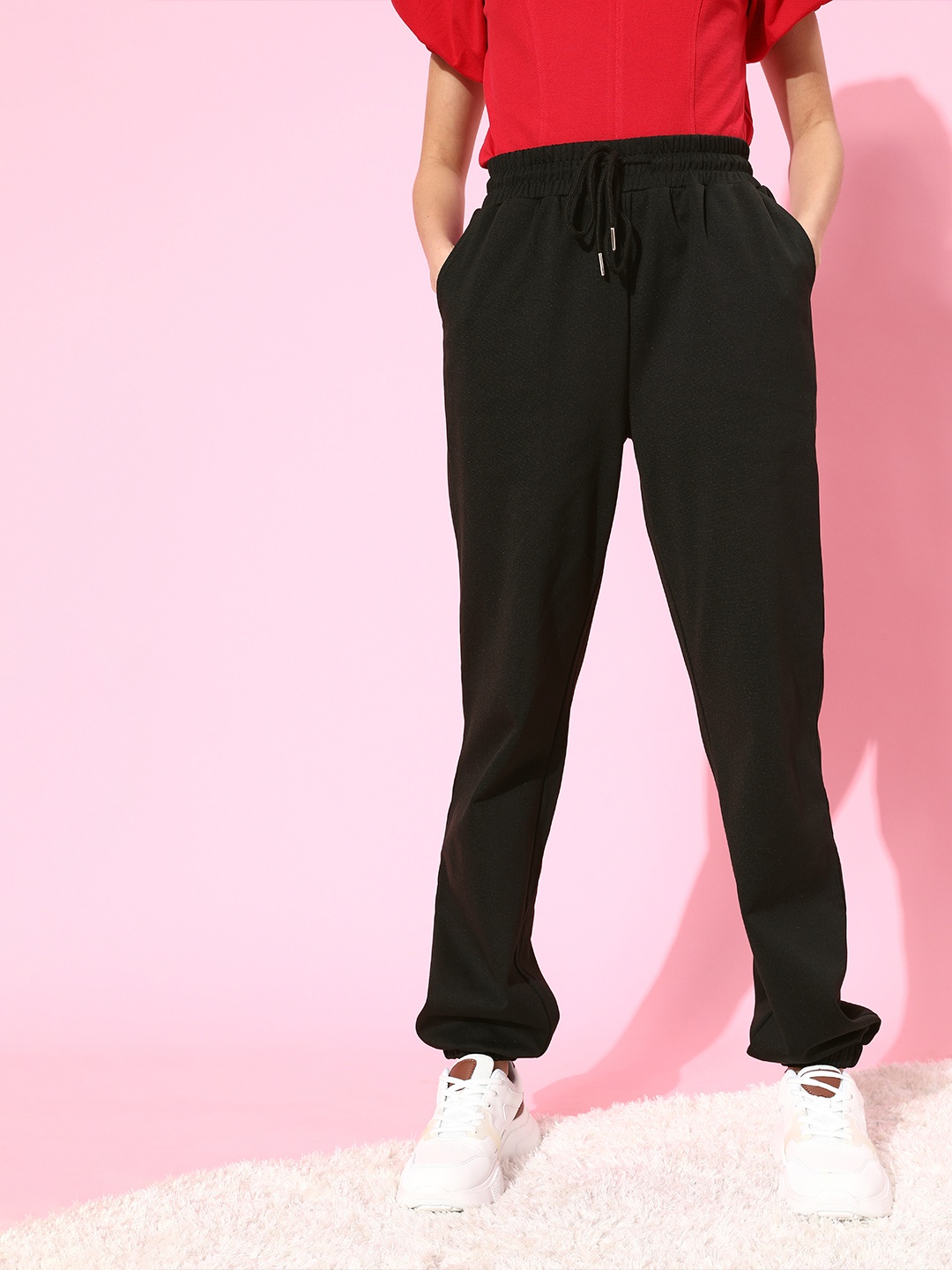 

Moda Rapido Women Stylish Black Solid Jogger Trousers