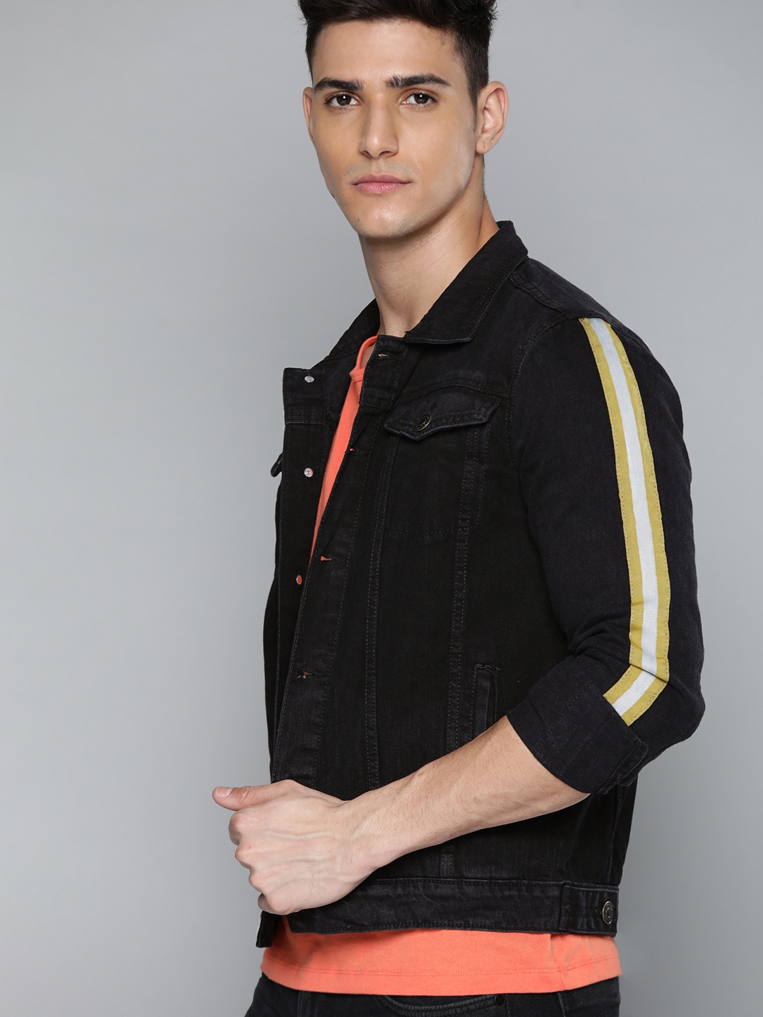 

Harvard Men Black Pure Cotton Denim Jacket