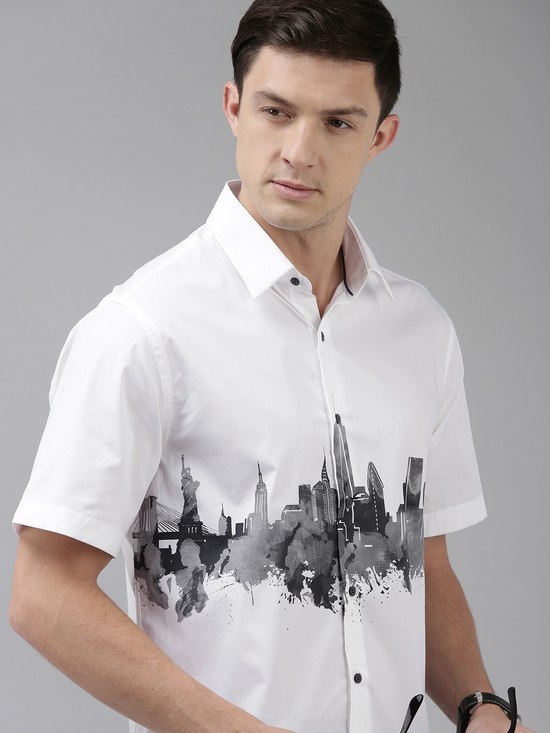 

Arrow New York Men White Slim Fit Printed Casual Shirt