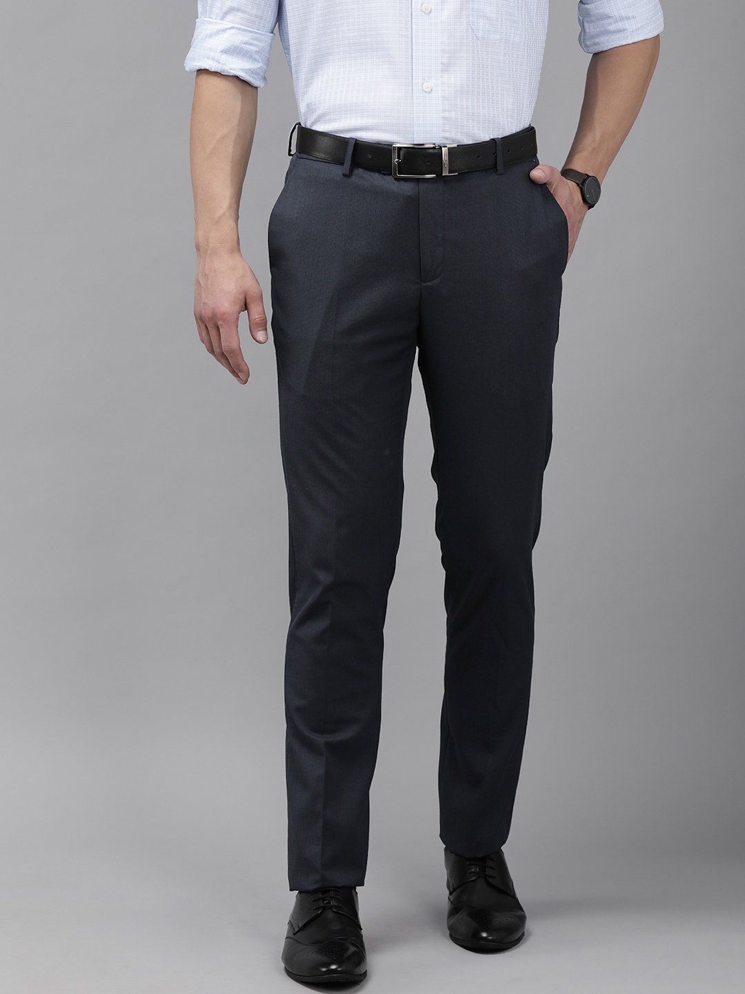 

Arrow Men Navy Blue Tapered Fit Formal Trousers