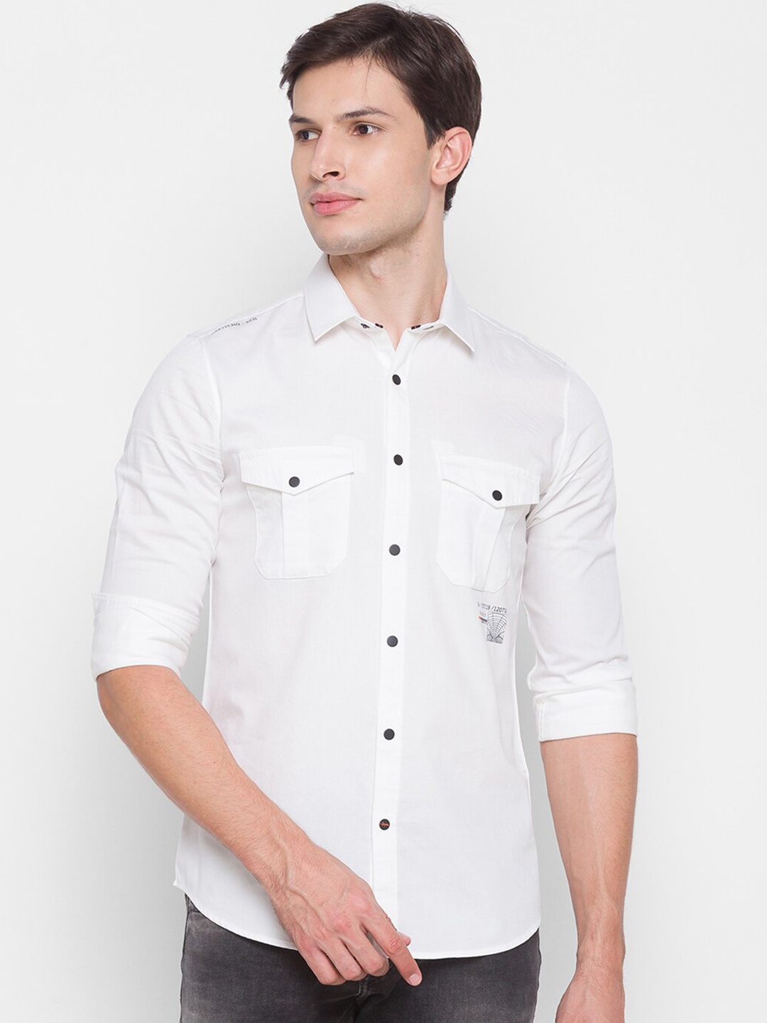 

SPYKAR Men White Slim Fit Opaque Casual Shirt