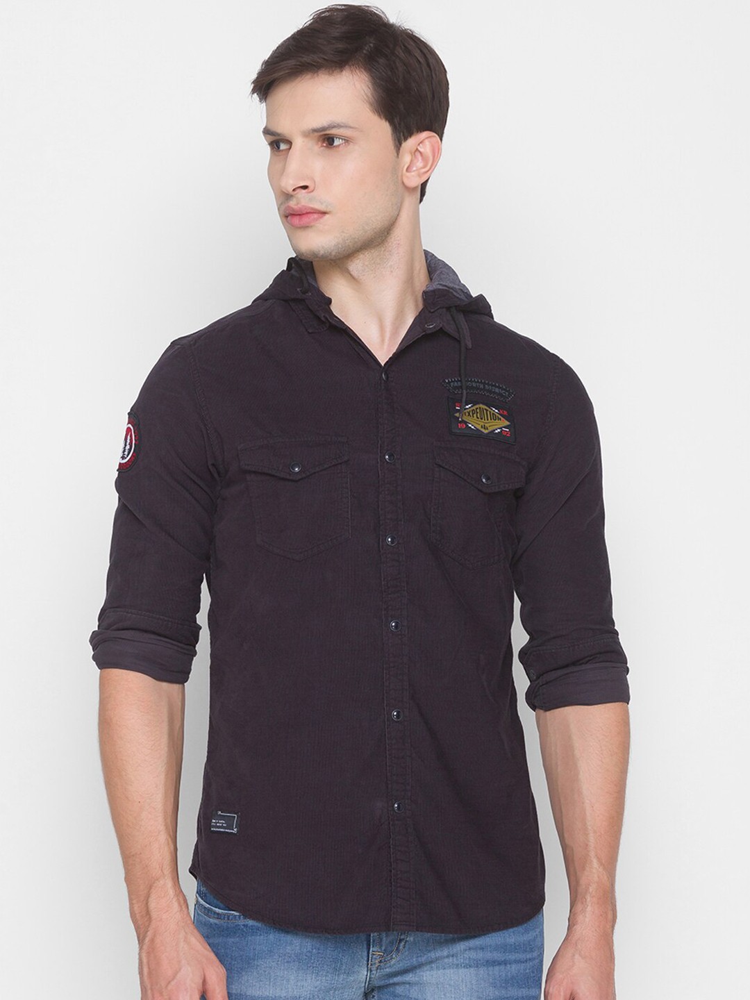 

SPYKAR Men Black Slim Fit Opaque Casual Shirt