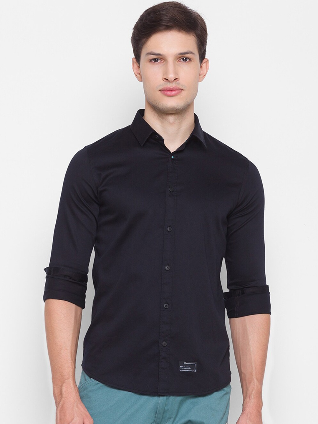 

SPYKAR Men Black Slim Fit Opaque Casual Shirt