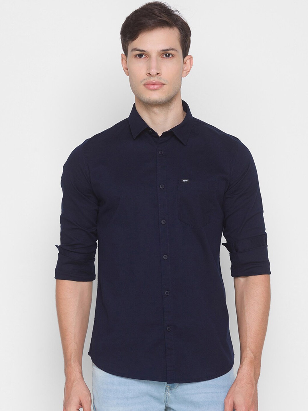 

SPYKAR Men Blue Slim Fit Opaque Casual Shirt