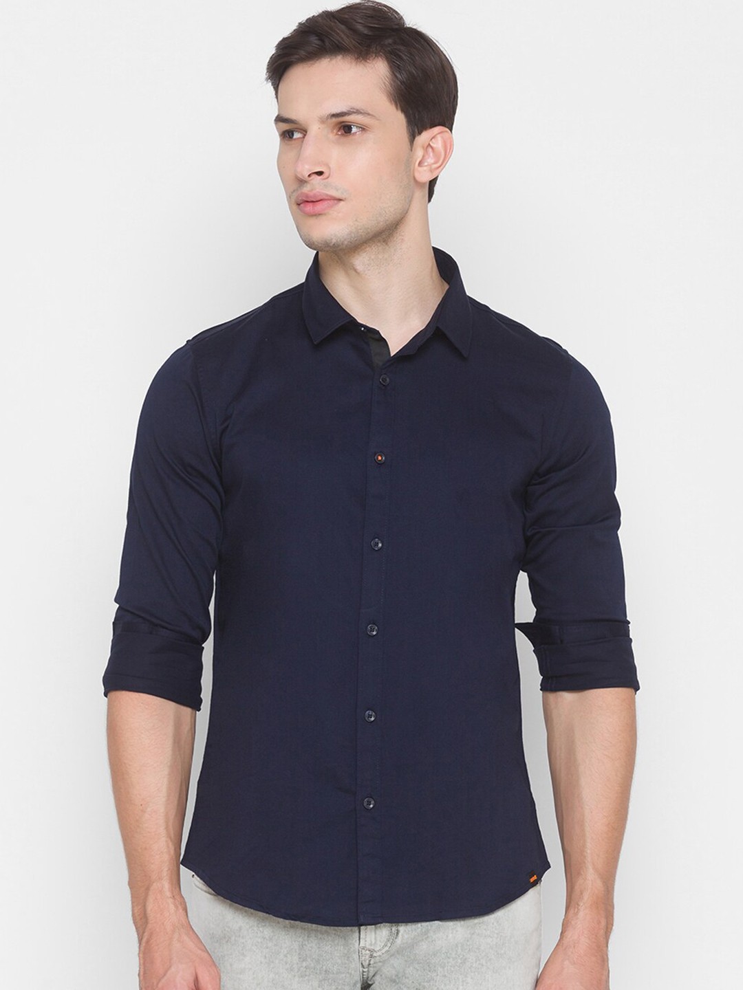

SPYKAR Men Blue Slim Fit Opaque Casual Shirt
